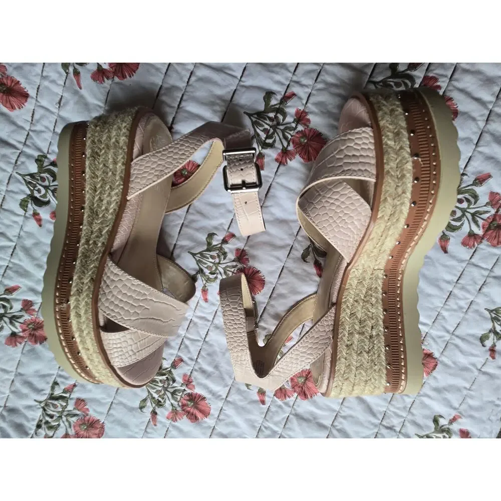 Vince Camuto Women's Peach Espadrilles Platform Wedged Criss Cross Sandals 7M - Picture 3 of 7